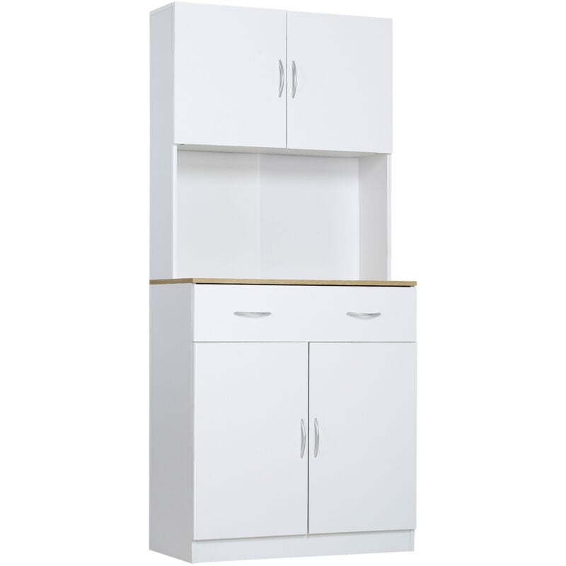 foto del prodotto mobile cucina con armadietti e cassetto in legno bianco alto 180cm homcom
