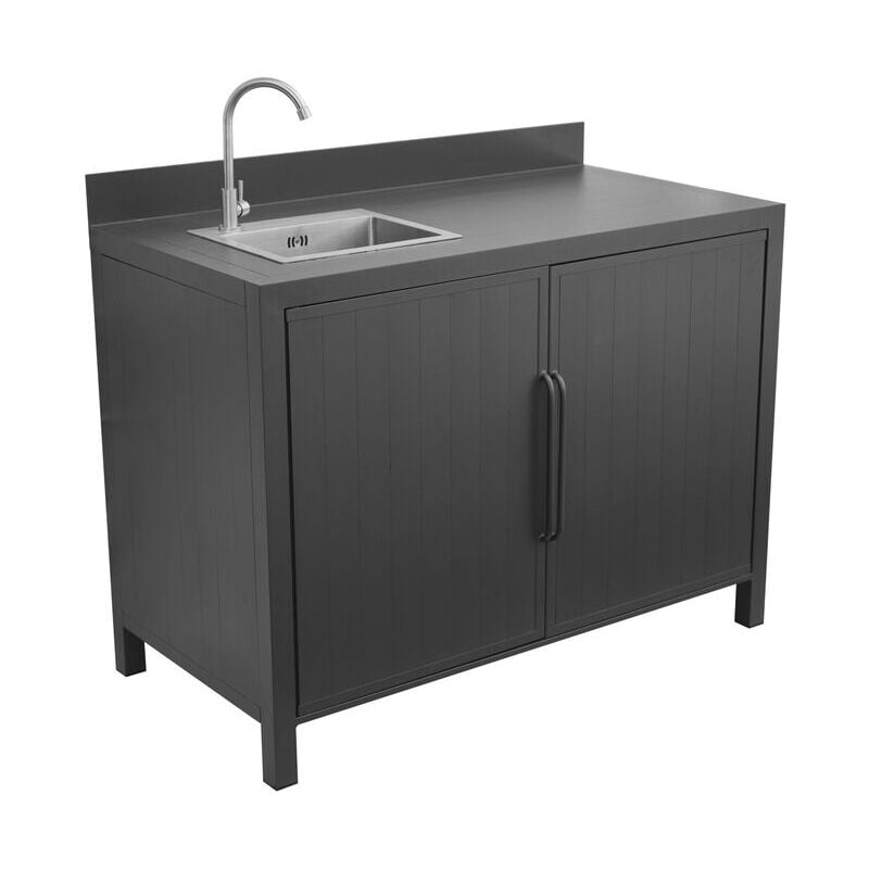 foto del prodotto mobile cucina con lavello in alluminio uso interno ed esterno 1,20 mt antracite