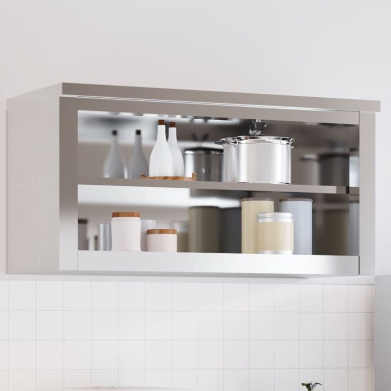 foto del prodotto mobile cucina da parete con ripiano in acciaio inossidabile vidaxl 254056