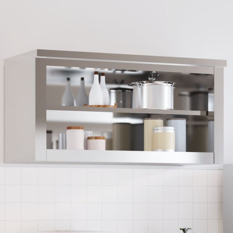 foto del prodotto mobile cucina da parete con ripiano in acciaio inossidabile vidaxl