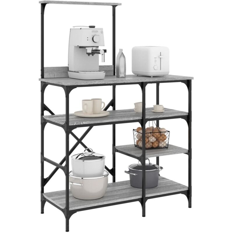 foto del prodotto mobile cucina grigio sonoma 90x40x132 cm multistrato e metallo vidaxl