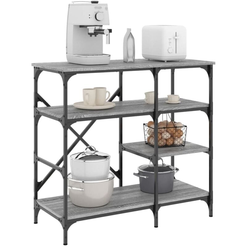 foto del prodotto mobile cucina grigio sonoma 90x40x84 cm multistrato e metallo vidaxl