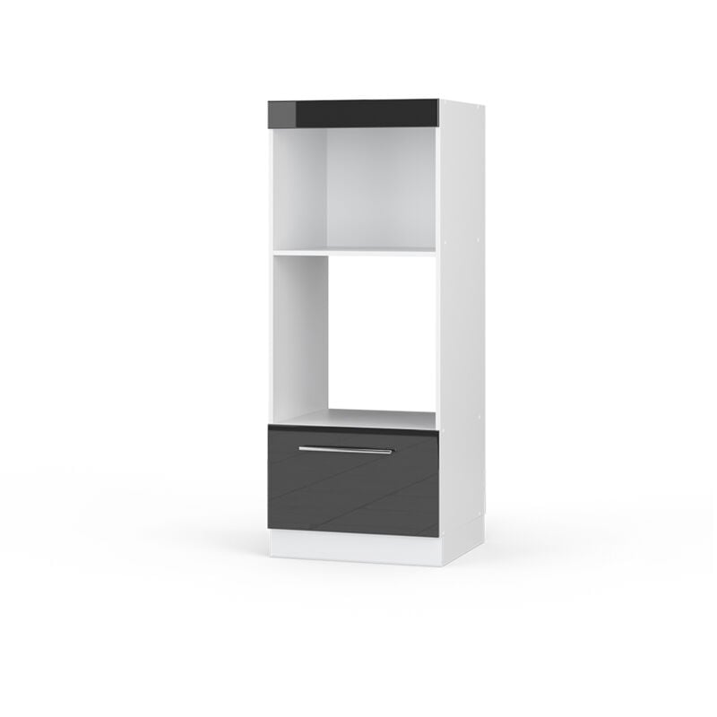 foto del prodotto mobile cucina microonde fame line, antracite lucido, 60 cm aperto, vicco