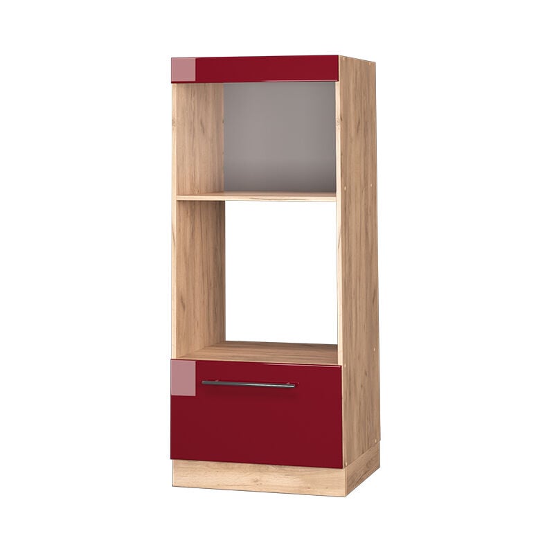 foto del prodotto mobile cucina microonde fame line, rosso bordeaux lucido, 60 cm aperto vicco