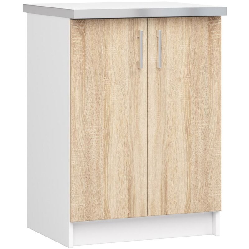 foto del prodotto mobile cucina modulare con piano di lavoro akord lima bianco 60 cm 2 ante inserto frontale sonoma quercia 60x44,5x82 cm