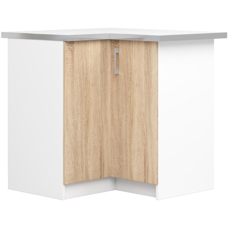 foto del prodotto mobile cucina modulare con piano di lavoro akord lima bianco 84 cm 2 ante inserto frontale sonoma quercia 84x44,5x85,5 cm