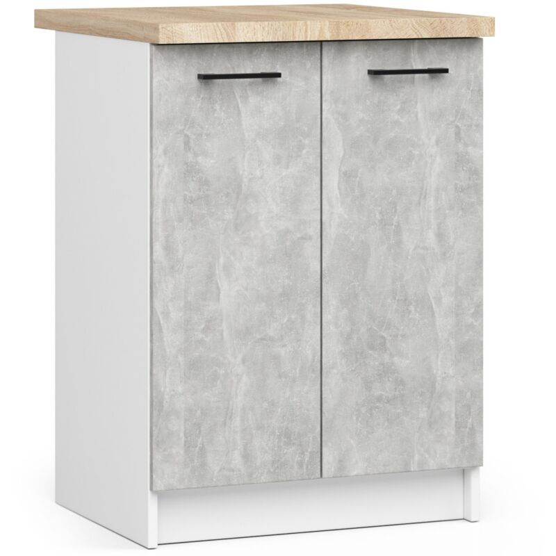 foto del prodotto mobile cucina modulare con piano di lavoro akord oliwia bianco 60 cm 2 ante inserto frontale cemento 60x46x85 cm