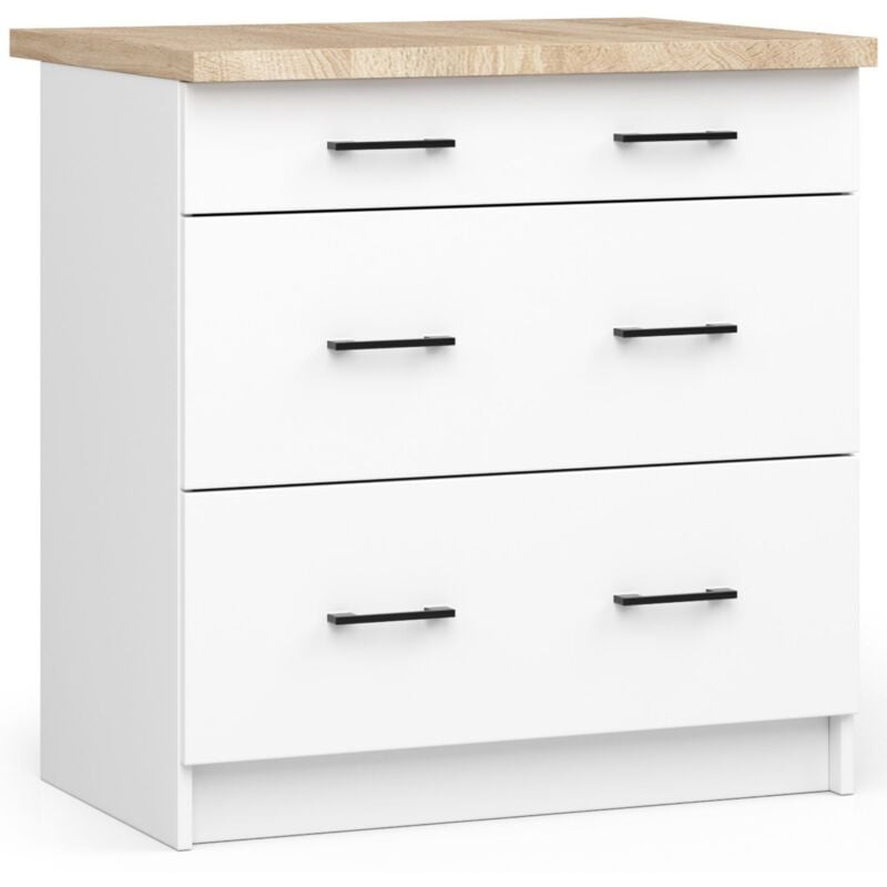 foto del prodotto mobile cucina modulare con piano di lavoro akord oliwia bianco 80 cm 3 cassetti 80x46x85 cm