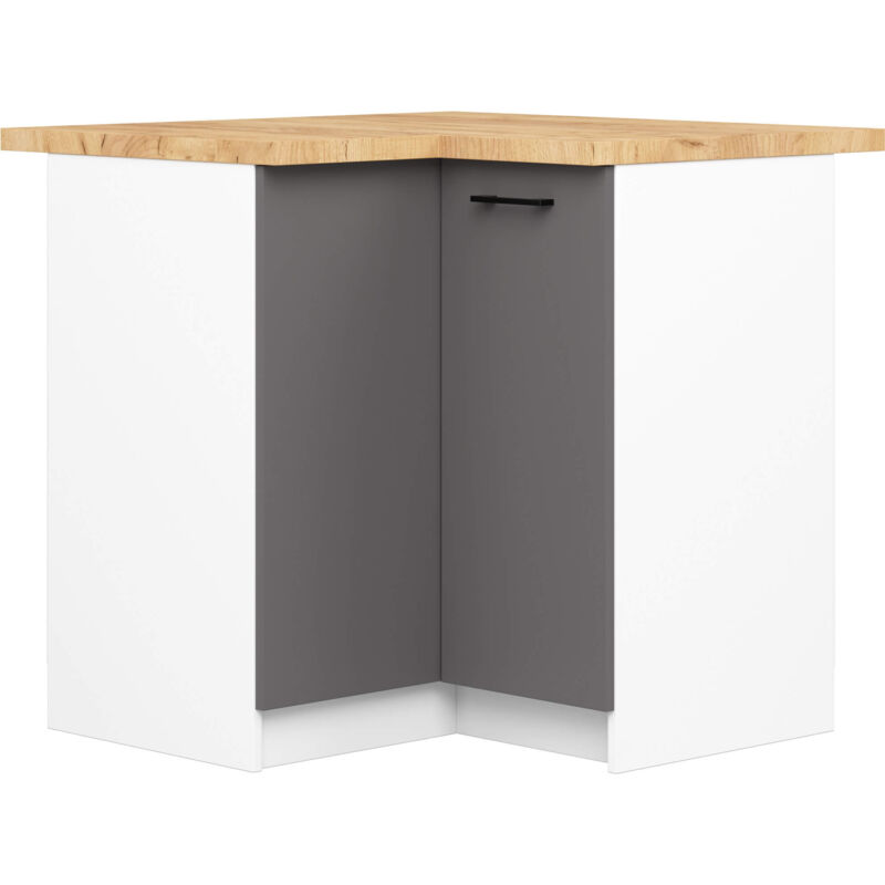foto del prodotto mobile cucina modulare con piano di lavoro akord oliwia bianco 90 cm 2 ante inserto frontale grigio grafite 90x46x85 cm