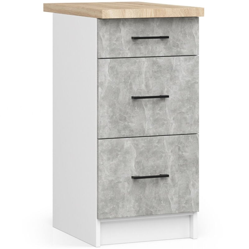 foto del prodotto mobile cucina modulare con piano di lavoro akord oliwia bianco, cemento 40 cm 3 cassetti 40x46x85 cm