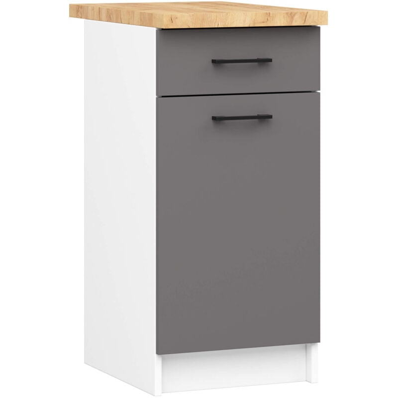 foto del prodotto mobile cucina modulare con piano di lavoro akord oliwia bianco, grigio grafite 40 cm 1 anta 1 cassetto 40x46x85 cm