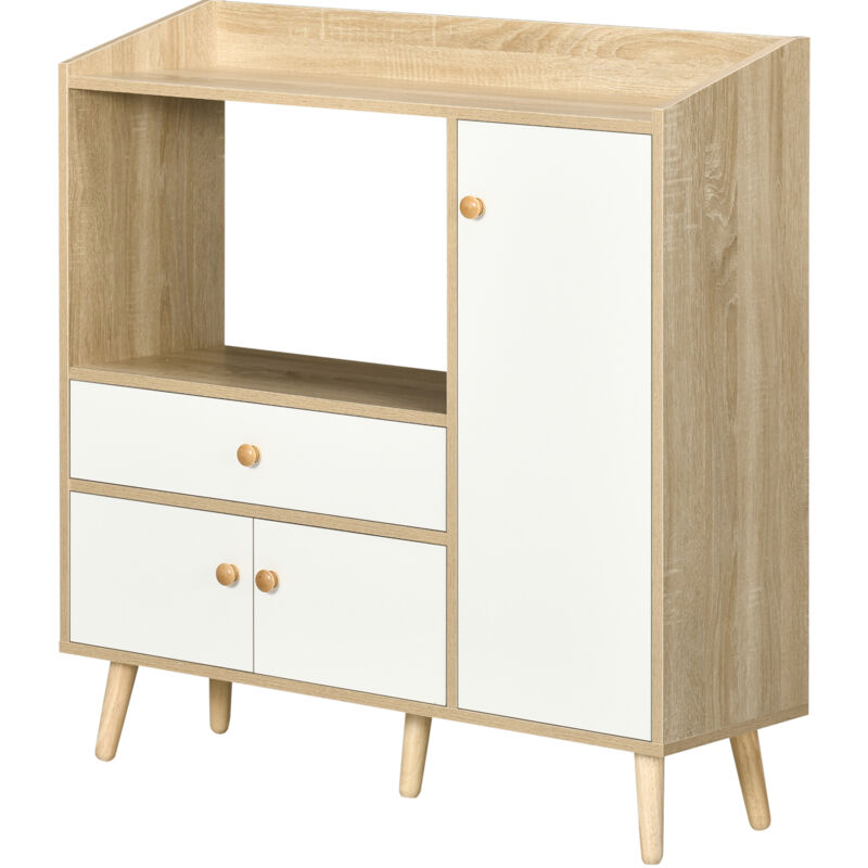 foto del prodotto mobile cucina per microonde 90x30x94cm bianco con 2 armadietti e cassetto homcom