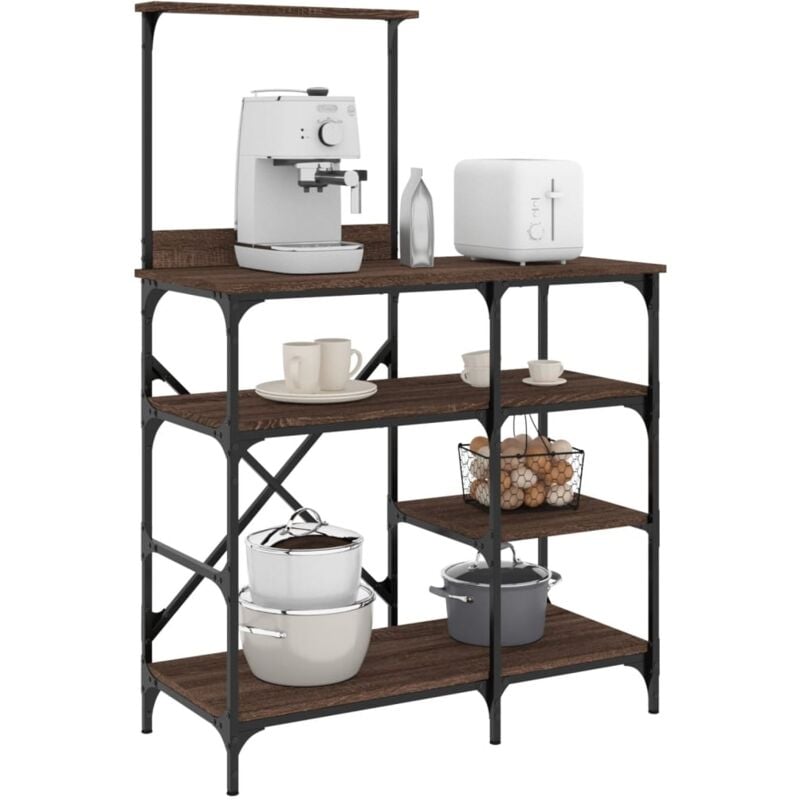 foto del prodotto mobile cucina rovere marrone 90x40x132 cm multistrato e metallo vidaxl