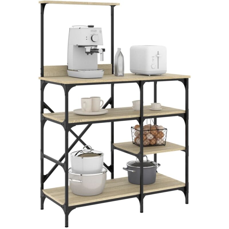 foto del prodotto mobile cucina rovere sonoma 90x40x132 cm multistrato e metallo vidaxl