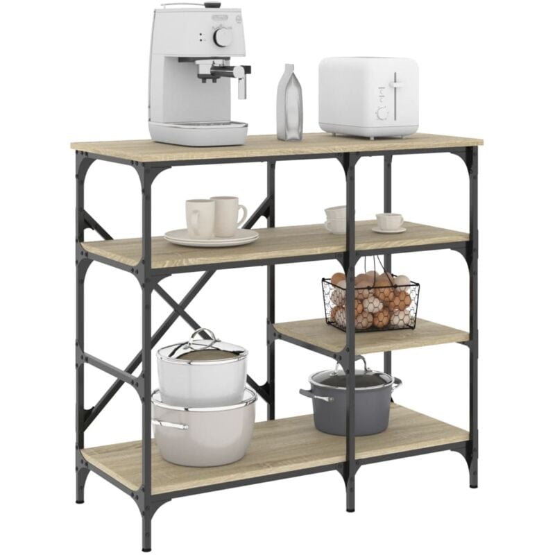 foto del prodotto mobile cucina rovere sonoma 90x40x84 cm multistrato e metallo vidaxl