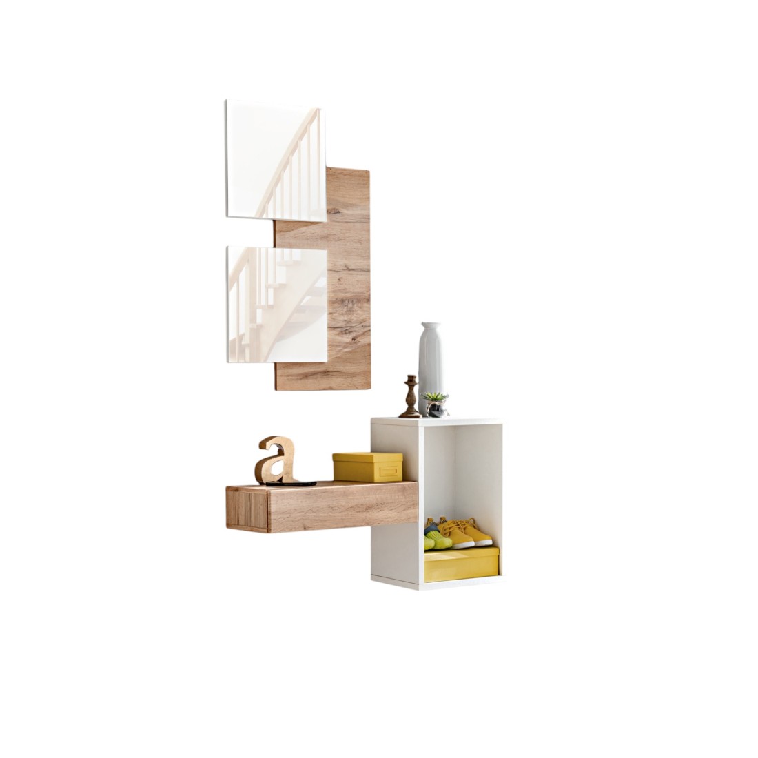 foto del prodotto mobile d 39 39 ingresso torth 1 set completo colori rovere e bianco design moderno e pratico