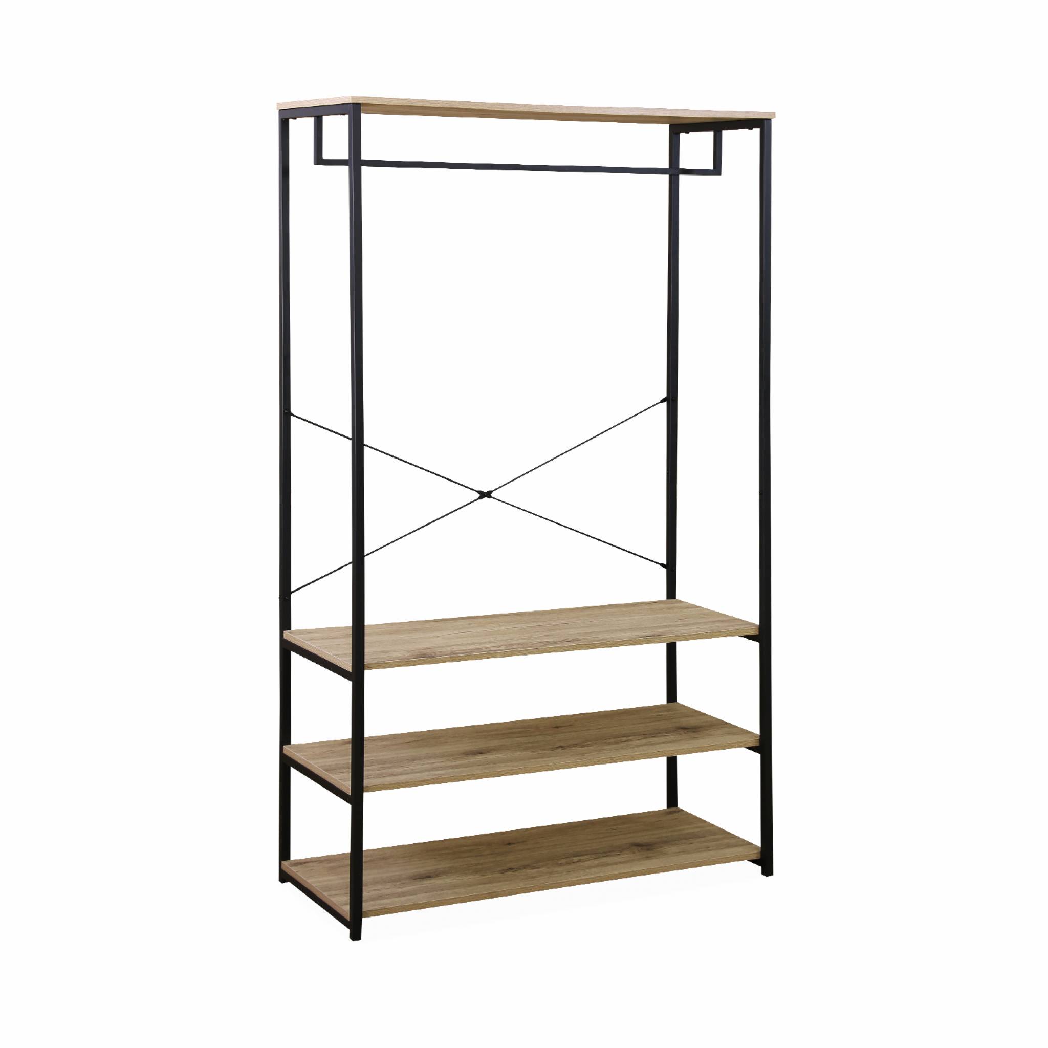 foto del prodotto mobile d 39 ingresso in metallo e legno, 3 livelli, barra di sospensione,