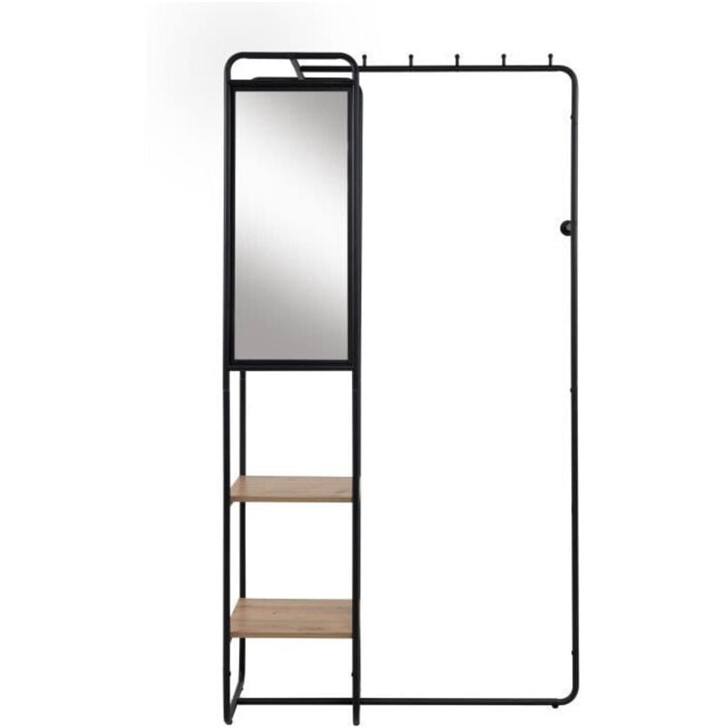 foto del prodotto mobile d ingresso luton struttura metallica nero rovere artigianale 100 x 185 x 37 cm 2 ripiani 1 specchio