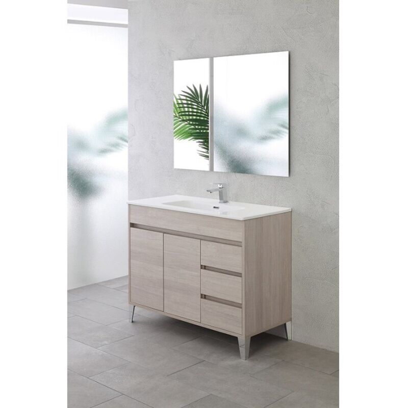 foto del prodotto mobile da bagno 102cm rovere chiaro con 2 ante e 3 cassetti mondo 2.0 feridras