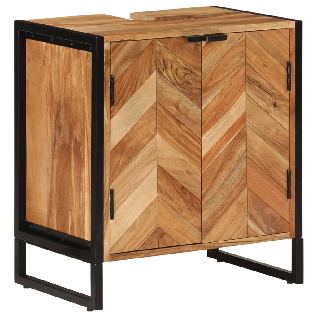 foto del prodotto mobile da bagno 55x35x60 cm in legno massello di acacia e ferro