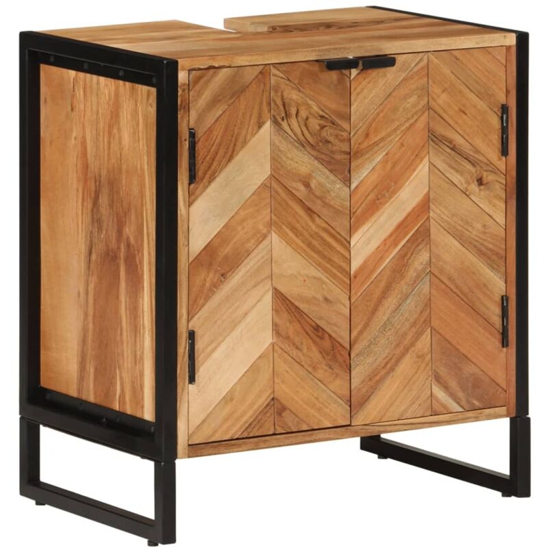 foto del prodotto mobile da bagno 55x35x60 cm in legno massello di acacia e ferro vidaxl