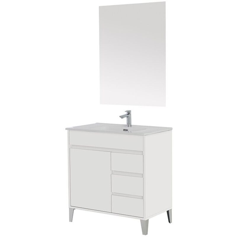 foto del prodotto mobile da bagno 82cm bianco laccato con anta e 3 cassetti mondo 2.0 feridras