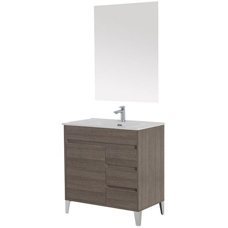 foto del prodotto mobile da bagno 82cm rovere scuro con anta e 3 cassetti mondo 2.0 feridras