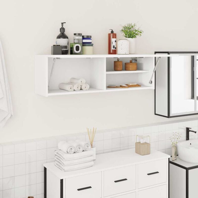 foto del prodotto mobile da bagno a parete bianco 100x25x30 cm in truciolato vidaxl