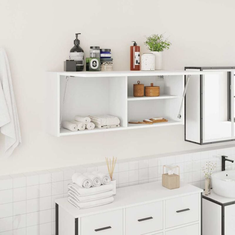 foto del prodotto mobile da bagno a parete bianco 100x25x40 cm in truciolato vidaxl