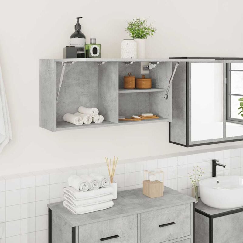 foto del prodotto mobile da bagno a parete grigio cemento 80x25x40 cm truciolato vidaxl