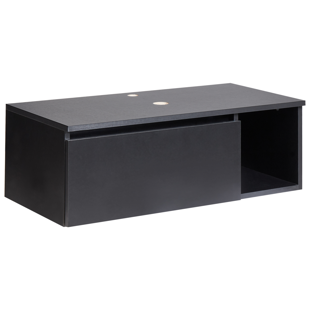 foto del prodotto mobile da bagno a parete mdp nero 80 x 40 cm frontale scanalato con 2 ripiani fori pretagliati