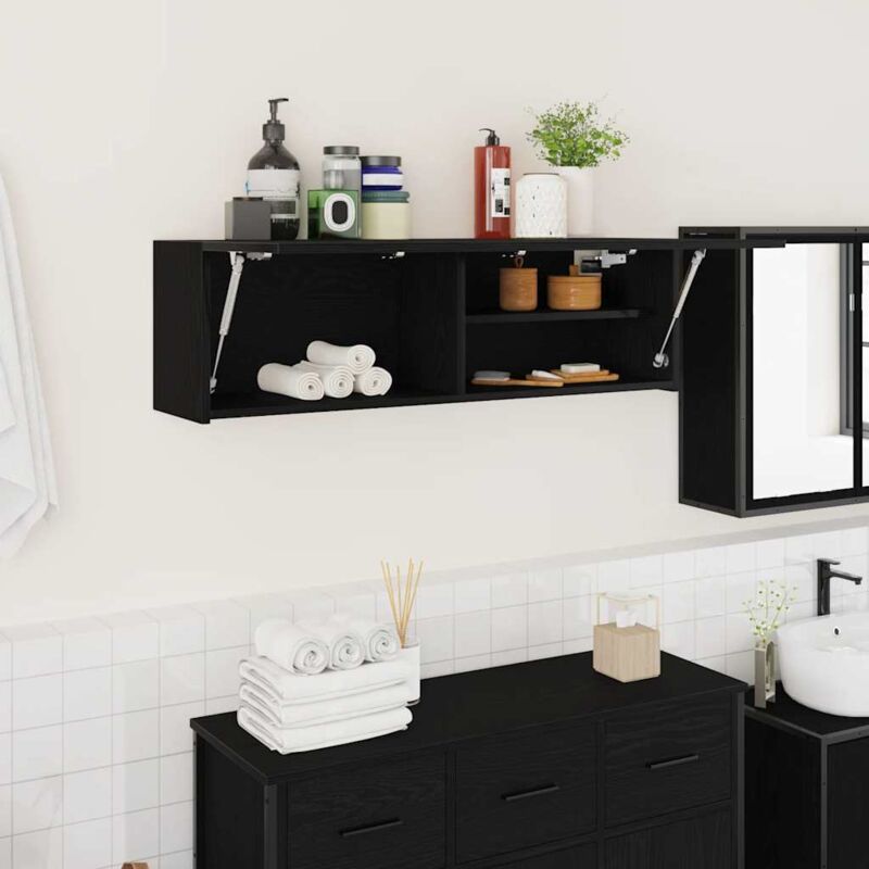 foto del prodotto mobile da bagno a parete nero 100x25x30 cm in truciolato vidaxl