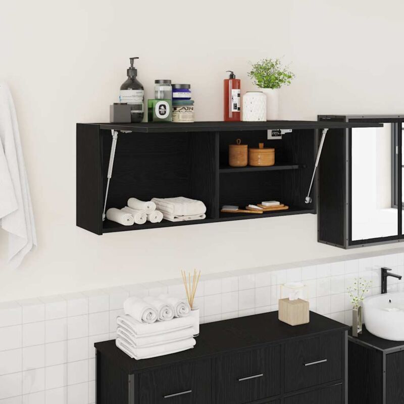 foto del prodotto mobile da bagno a parete nero 100x25x40 cm in truciolato vidaxl