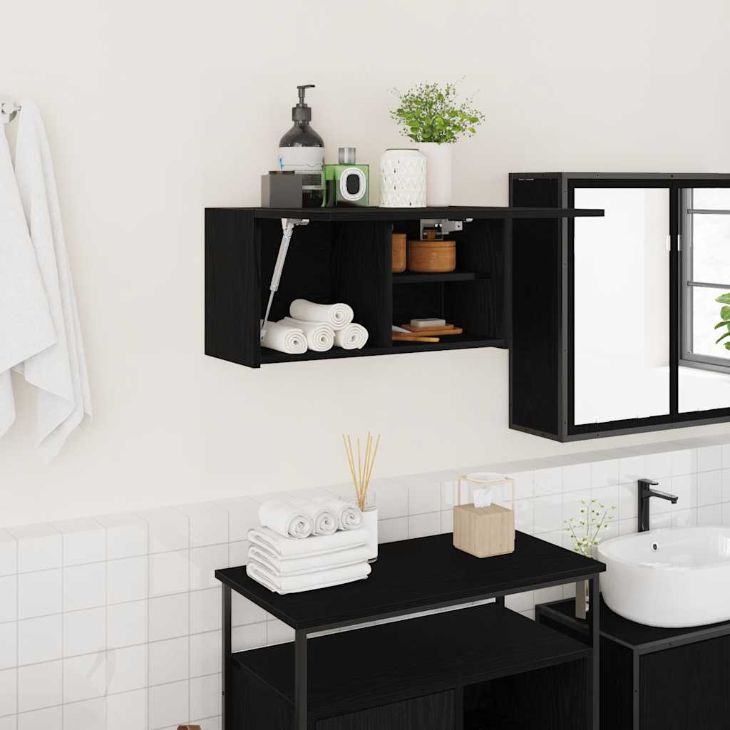foto del prodotto mobile da bagno a parete nero 60x25x30 cm in legno multistrato