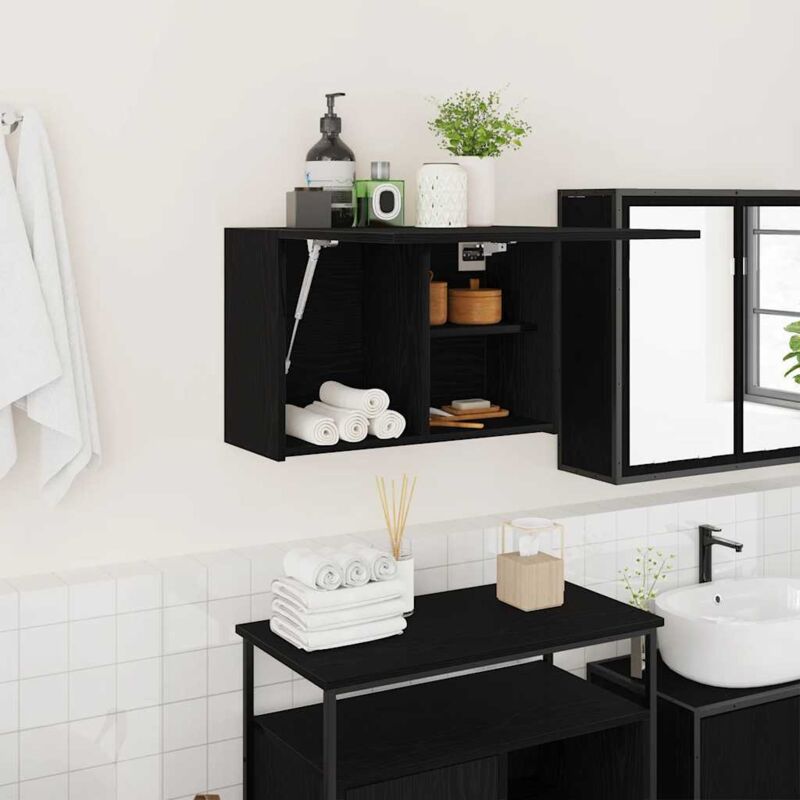 foto del prodotto mobile da bagno a parete nero 60x25x40 cm in legno multistrato vidaxl