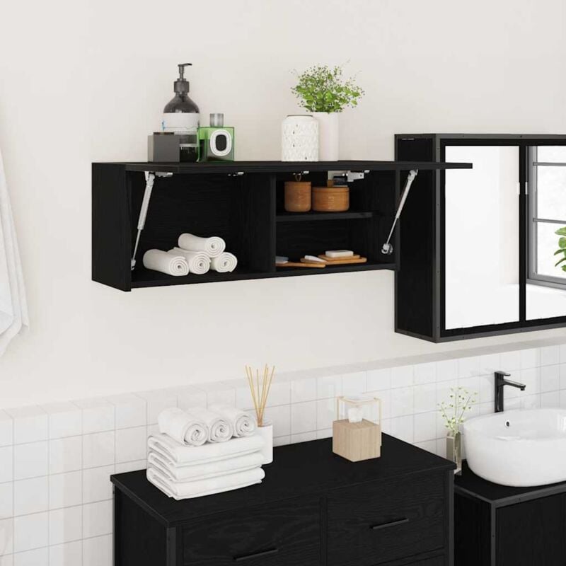 foto del prodotto mobile da bagno a parete nero 80x25x30 cm in legno multistrato vidaxl