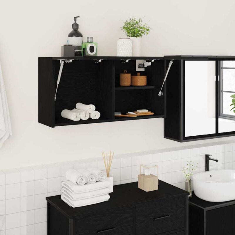 foto del prodotto mobile da bagno a parete nero 80x25x40 cm in truciolato vidaxl