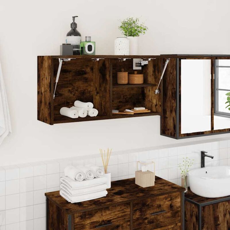 foto del prodotto mobile da bagno a parete rovere fumo 80x25x40 cm in truciolato vidaxl