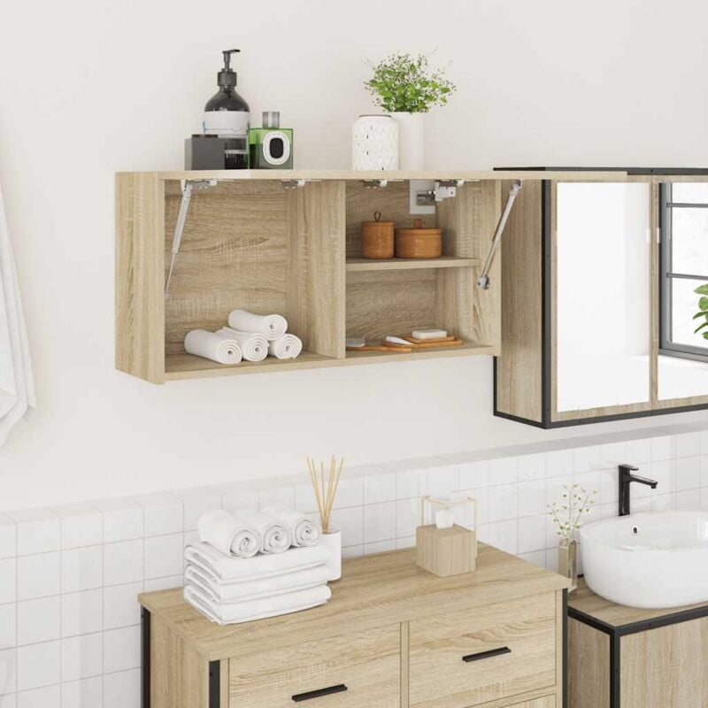 foto del prodotto mobile da bagno a parete rovere sonoma 80x25x40 cm truciolato vidaxl