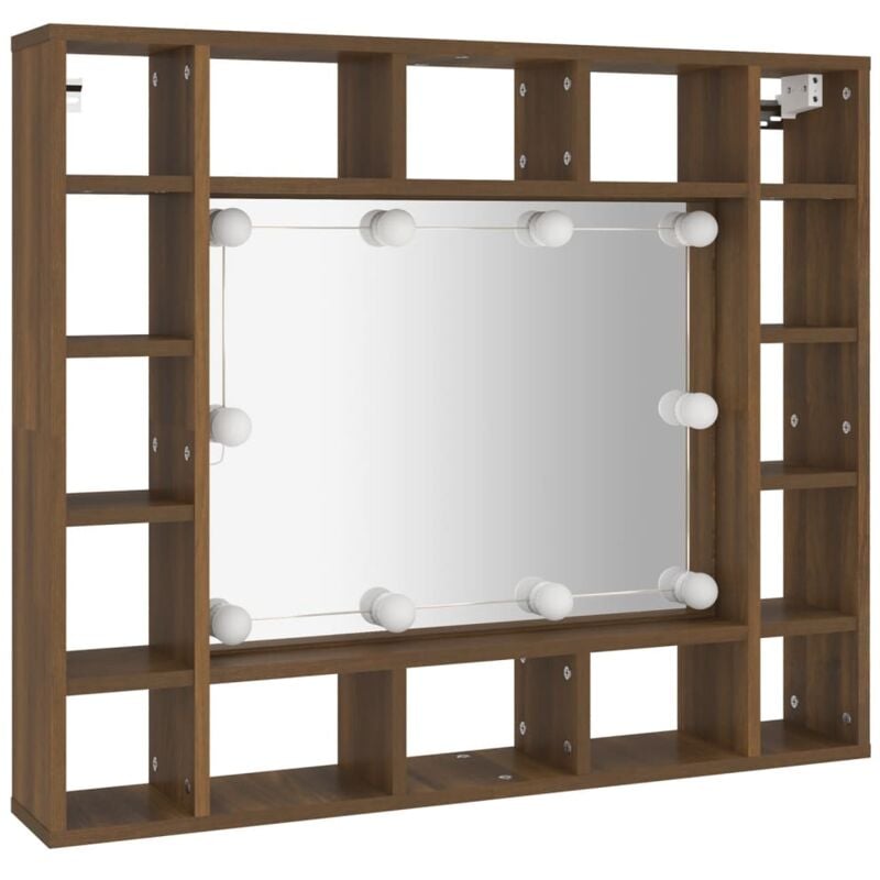 foto del prodotto mobile da bagno a specchio con led rovere marrone 91x15x76,5 cm vidaxl