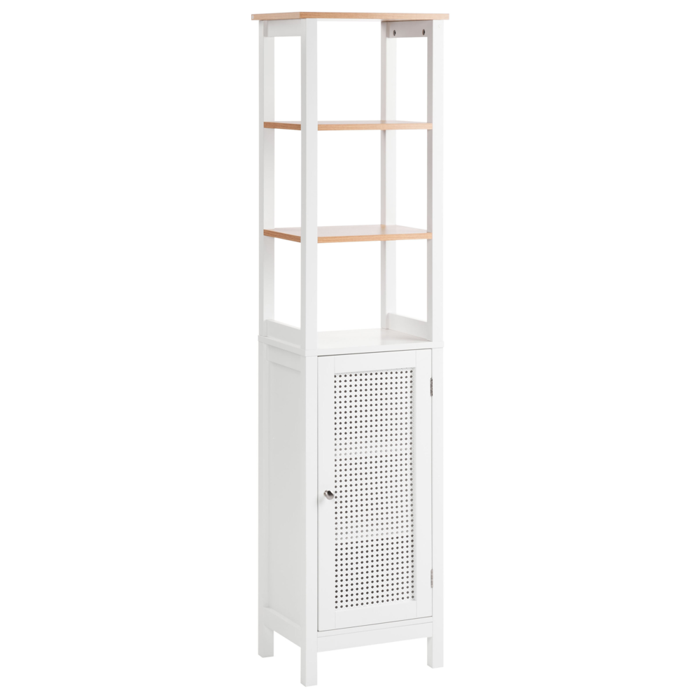 foto del prodotto mobile da bagno alto con ripiani in mdf bianco 30 x 160 cm armadietto
