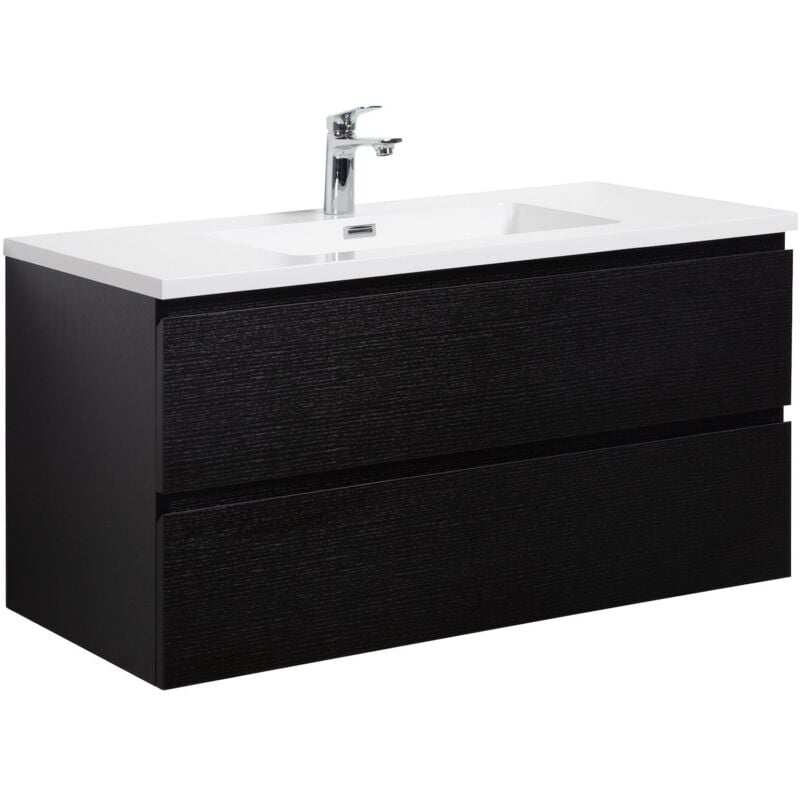 foto del prodotto mobile da bagno angela 100cm nero legno armadio mobiletto lavabo