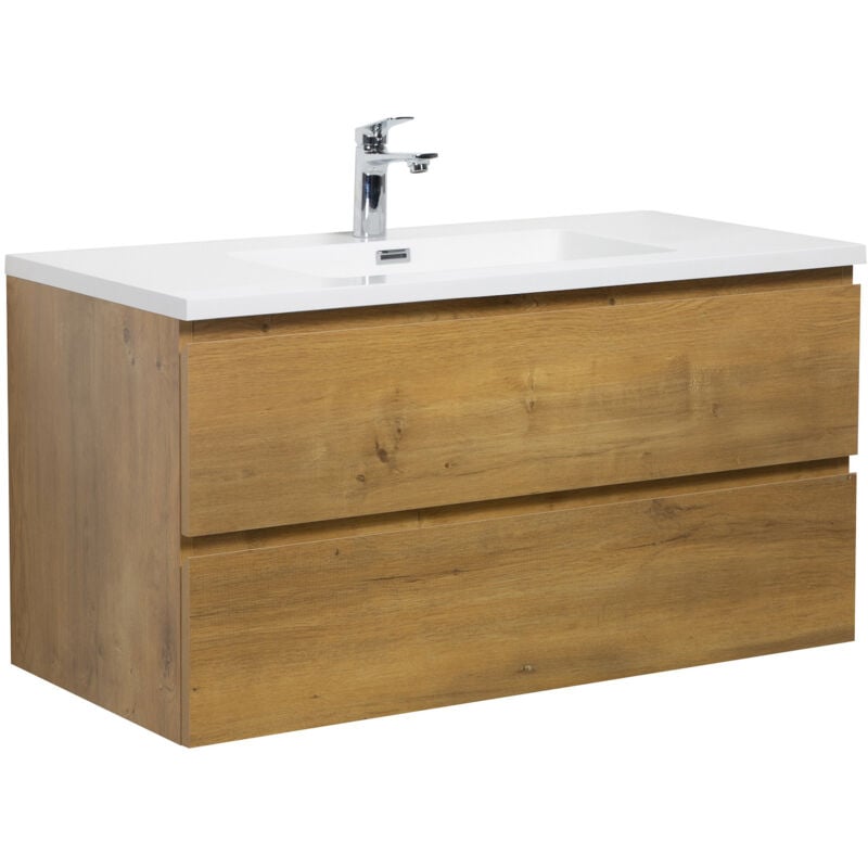 foto del prodotto mobile da bagno angela 100cm rovere armadio mobiletto lavabo
