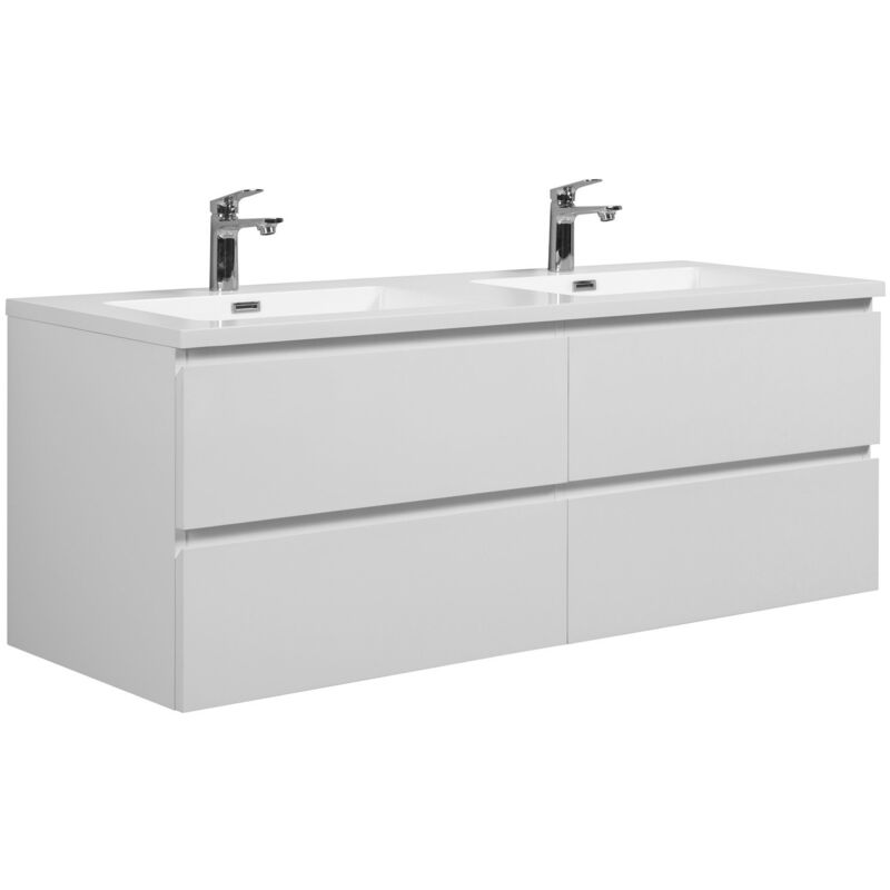 foto del prodotto mobile da bagno angela 140cm bianco lucido armadio mobiletto lavabo