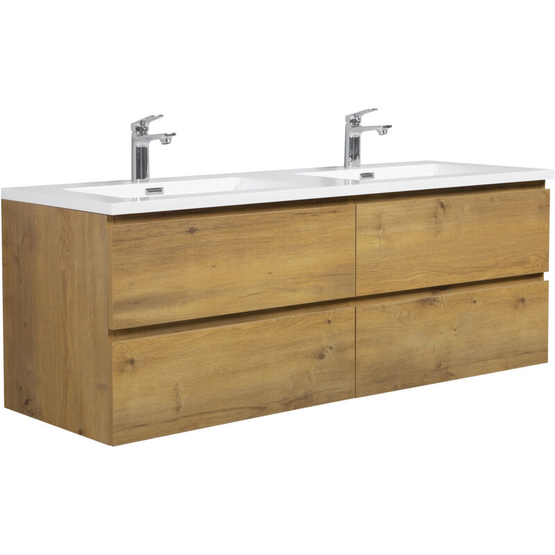 foto del prodotto mobile da bagno angela 140cm rovere armadio mobiletto lavabo