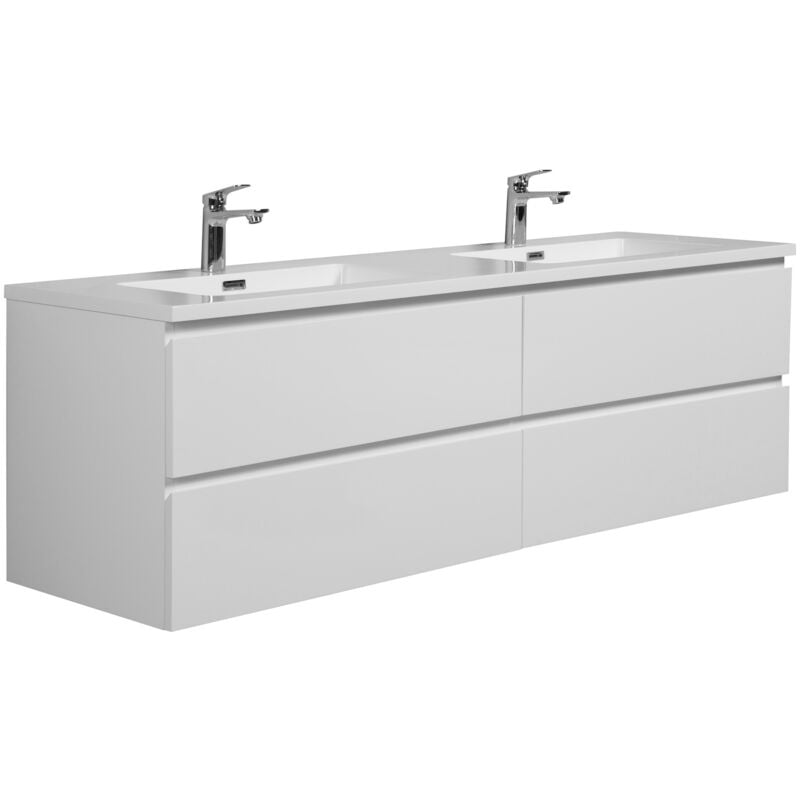 foto del prodotto mobile da bagno angela 160cm bianco lucido armadio mobiletto lavabo
