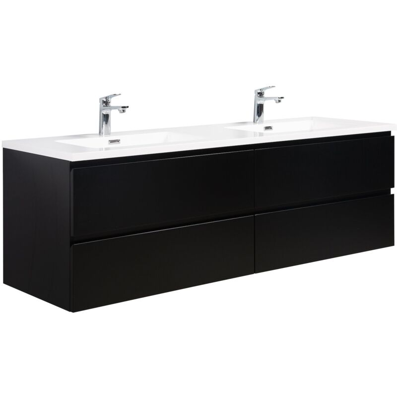 foto del prodotto mobile da bagno angela 160cm nero opaco armadio mobiletto lavabo