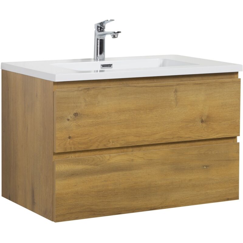 foto del prodotto mobile da bagno angela 80cm rovere armadio mobiletto lavabo