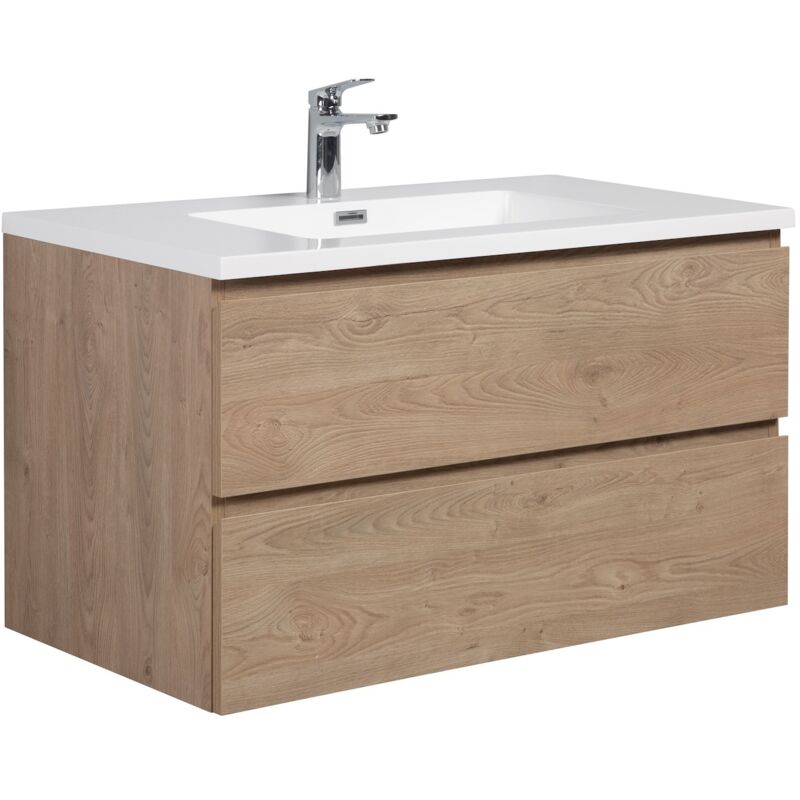 foto del prodotto mobile da bagno angela 90cm rovere castagno armadio mobiletto lavabo