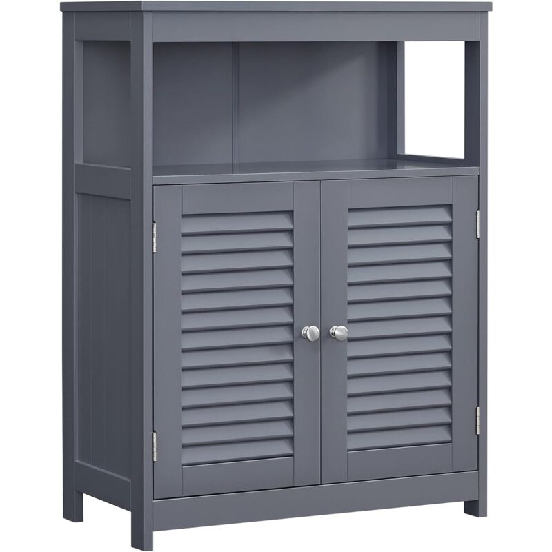 foto del prodotto mobile da bagno, armadietto da bagno e cucina, con anta doppia a persiana, per soggiorno, cucina, studio, ingresso, grigio da songmics vasagle